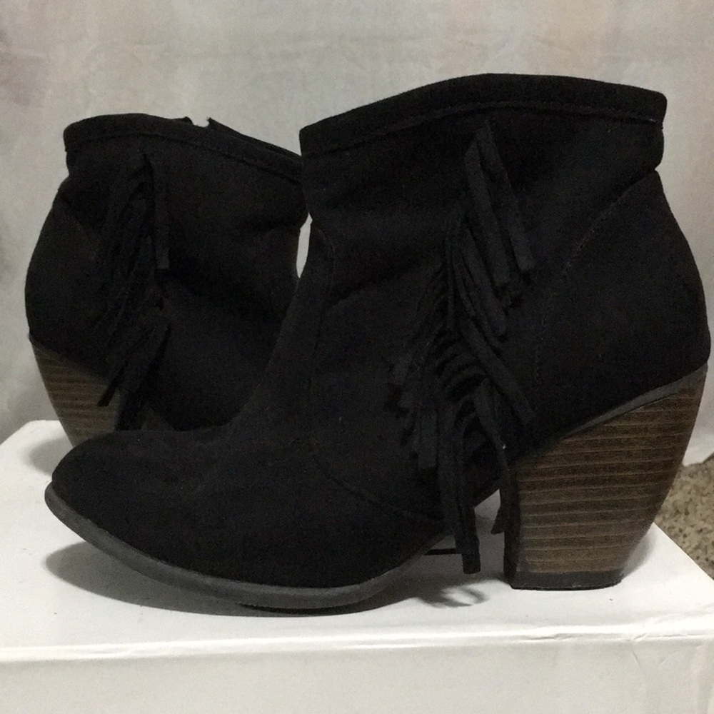 Black sued ankle heeled booties